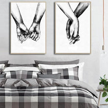 Load image into Gallery viewer, Black and White Holding Hands Wall Art