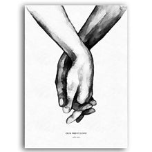Load image into Gallery viewer, Black and White Holding Hands Wall Art