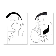 Load image into Gallery viewer, Black White Couple Figure Canvas Painting Wall Art