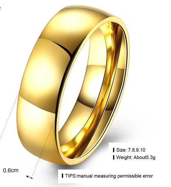 Stainless Steel Gold-color Wedding Rings